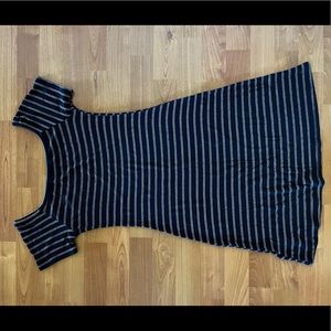 Comfy, striped off the shoulder mini dress